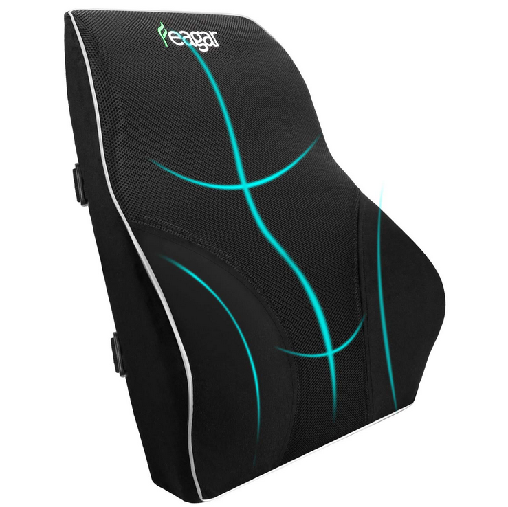 Feagar Rückenkissen, Orthopädisch Lendenkissen, Ergonomische lendenwirbelstütze, Lordosenstütze Memory Foam, Rückenstütze-kissen Für Bürostuhl Auto, Linderung Rückenschmerzen, Schwarz