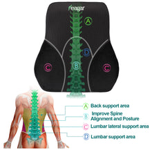 Lumbar Pillows Feagar, Memory Foam Pillows Back Cushion Lumbar Support for Car Home Office Chair,Ergonomics Orthopedic Design Relieve Back Sciatica and Tailbone Pain,Black