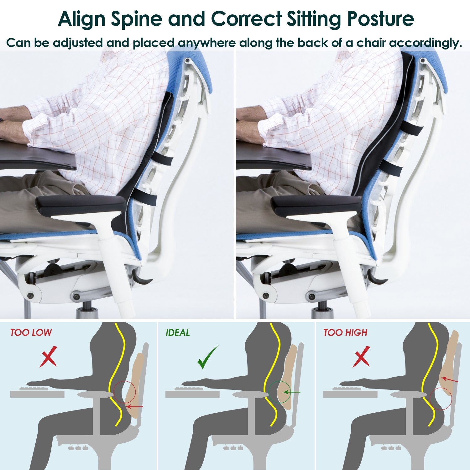 Seat Cushion and Lumbar Support For Car Office Computer Chair