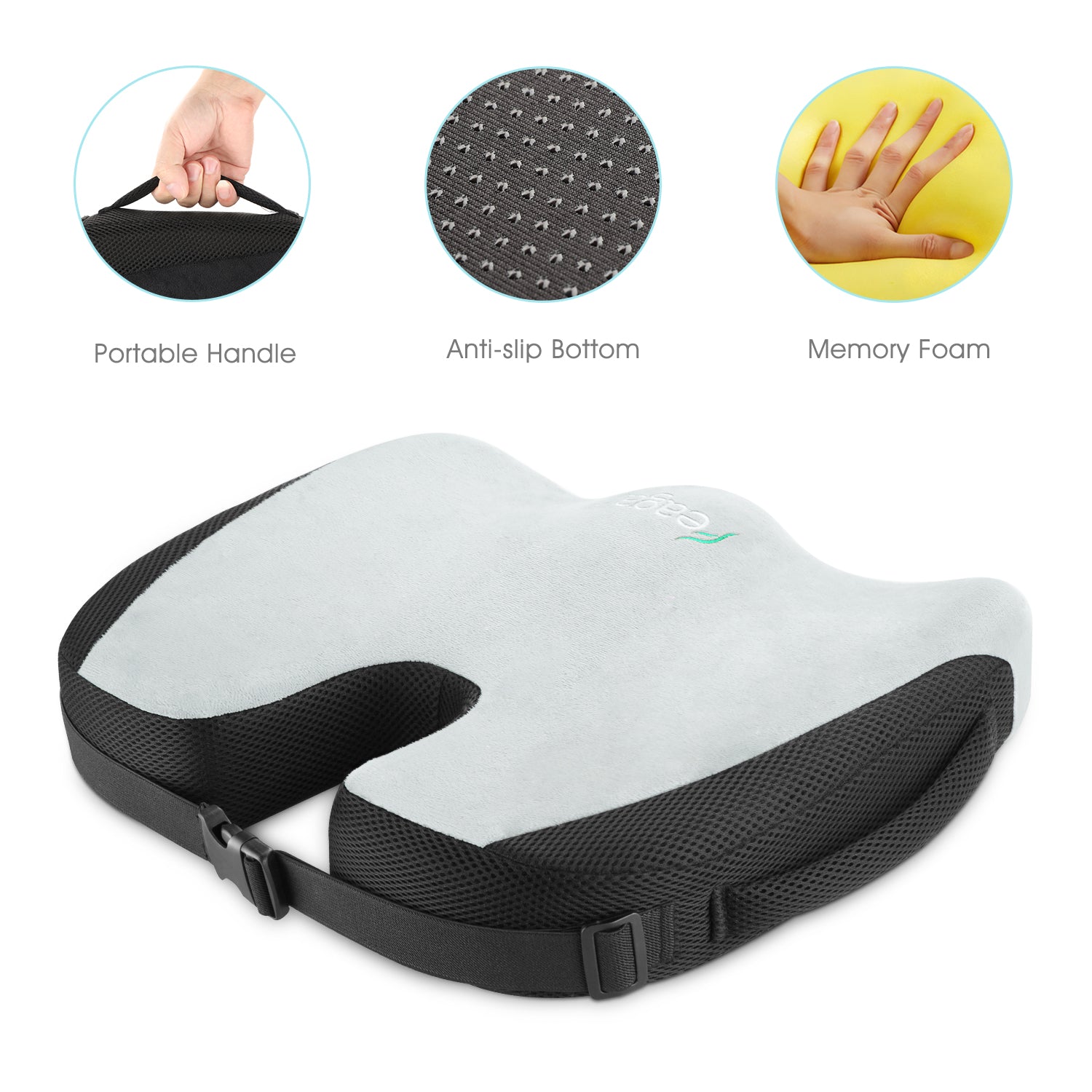 Kaufen Inovi Memory Foam Sitzkissen Mittel, Grau Melange