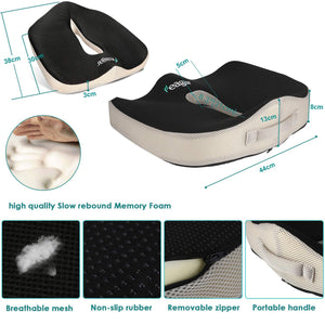 Feagar Seat Cushion, Memory Foam Chair Cushion Pads for Low Back, Breathable Posture Seat Pads for Office Chairs, Wheelchair, Kitchen Chairs, Recliner, Car Seats, Desk Chairs