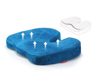Feagar Coccyx Orthopedic Memory Foam Seat Cushion Standard size 18''*13.5''*3'' (Blue)