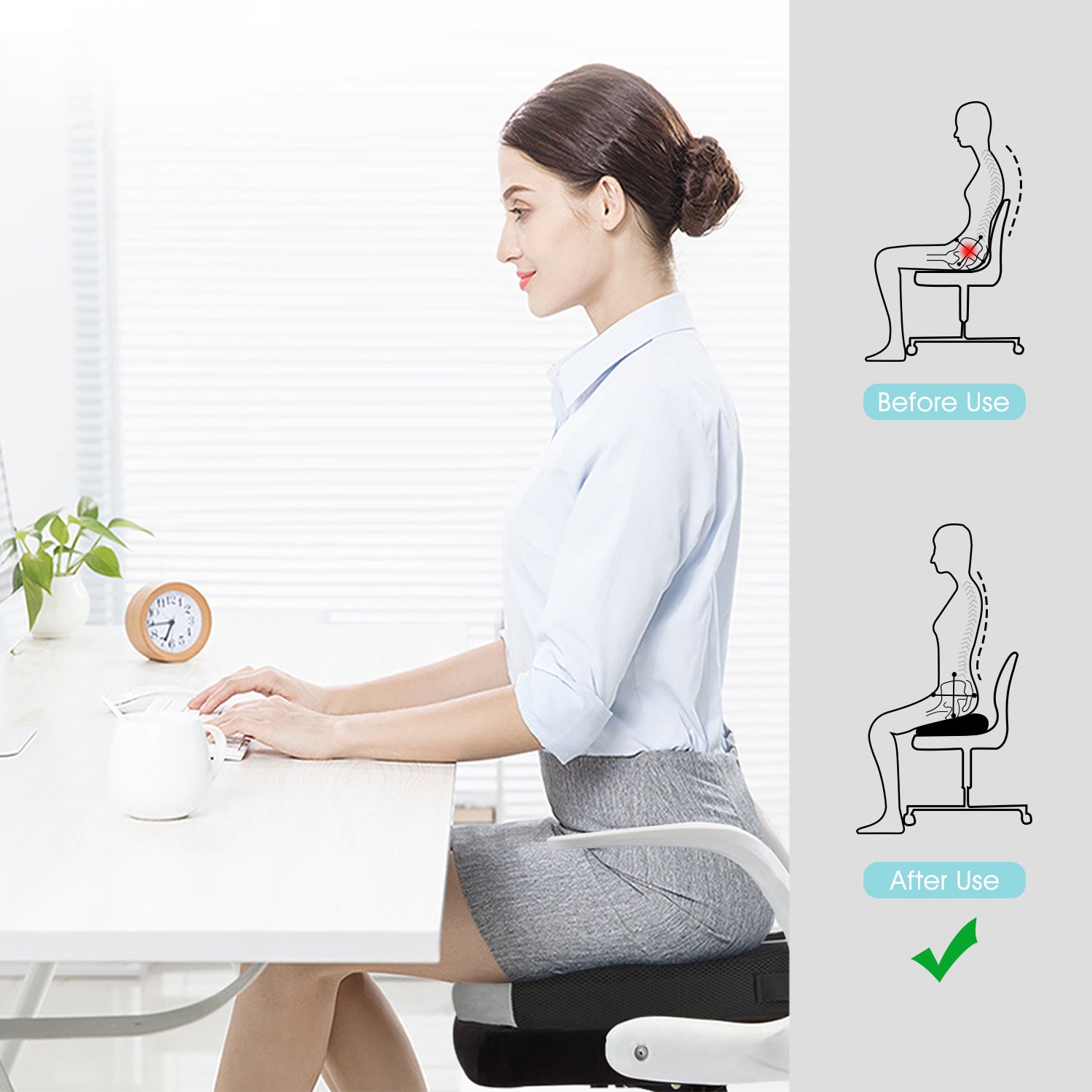 Kaufe Ergonomisches Memory-Schaum-Sitzkissen für Bürostuhl, weiches,  atmungsaktives Autositz-Rückenstützkissen zur Linderung von Hüft- und  Rückenschmerzen, rutschfester Komfort