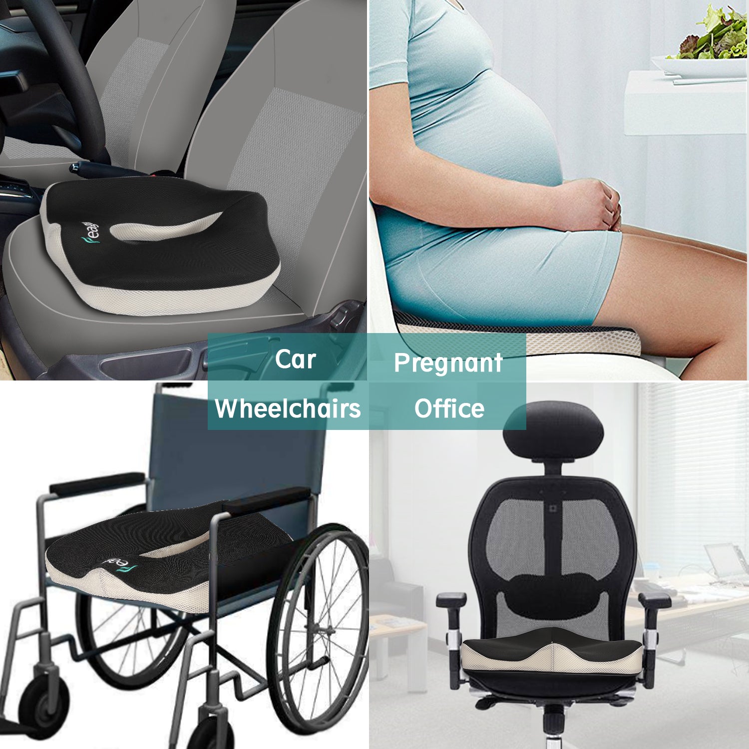 feagar Seat Cushion, Feagar Memory Foam Chair Pad/Coccyx Pillow for Car  Seat, Office/Computer Chair