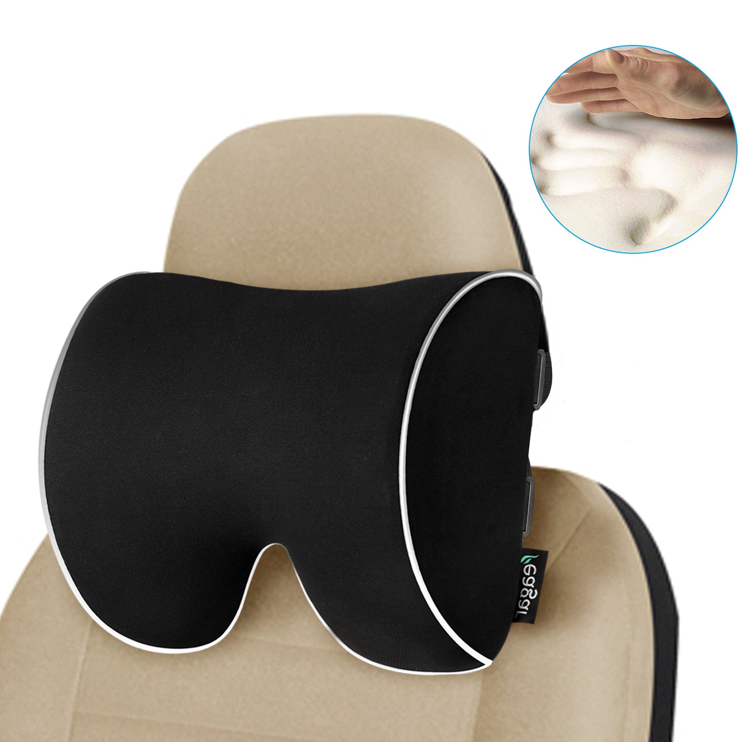 Car Neck Pillow – 100% Memory Foam - Ergonomic Neck Support Car Pillow for Driving Seat – Lightweight Washable Cover – Car Headrest Pillow Cushion 